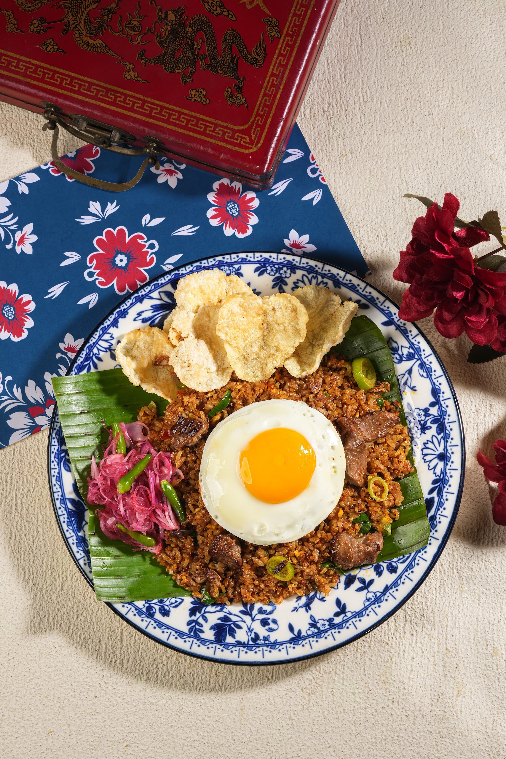 Mie goreng mamak with a sunny-side egg