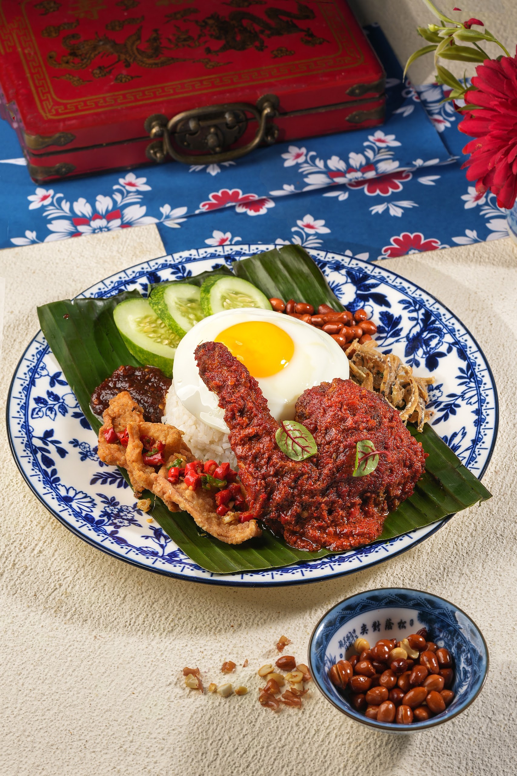 Paket Special Bahru Ayam Merah — the nasi lemak set with chicken in red chilli sauce